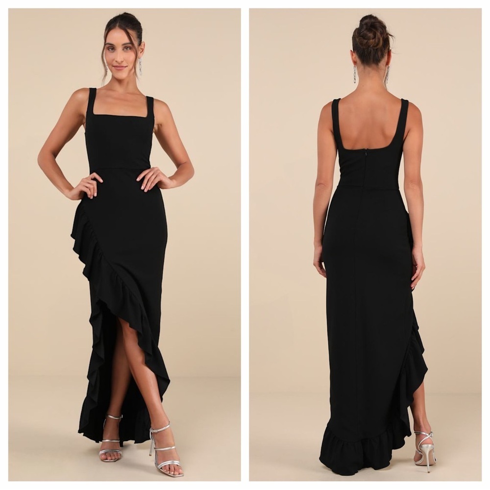 Lulu's Immaculate Excellence Black Sleeveless Ruffled Tulip
Maxi Dress